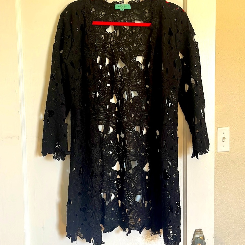 Black Floral Cardigan